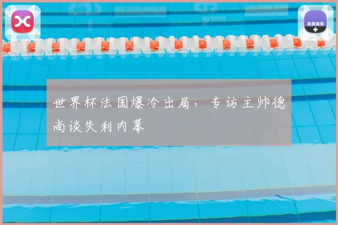 世界杯法国爆冷出局,专访主帅德尚谈失利内幕